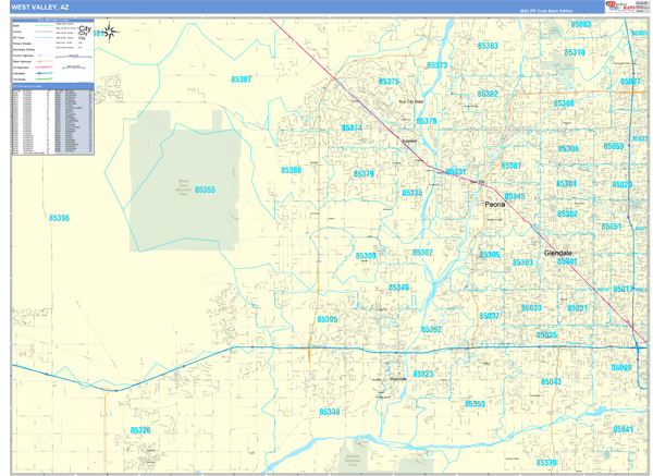 West Valley, AZ Metro Area Zip Code Map